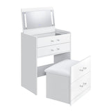 Irvine Mini Dressing Table with Stool, LED and USB in Glossy White - Tampa Furniture Outlet