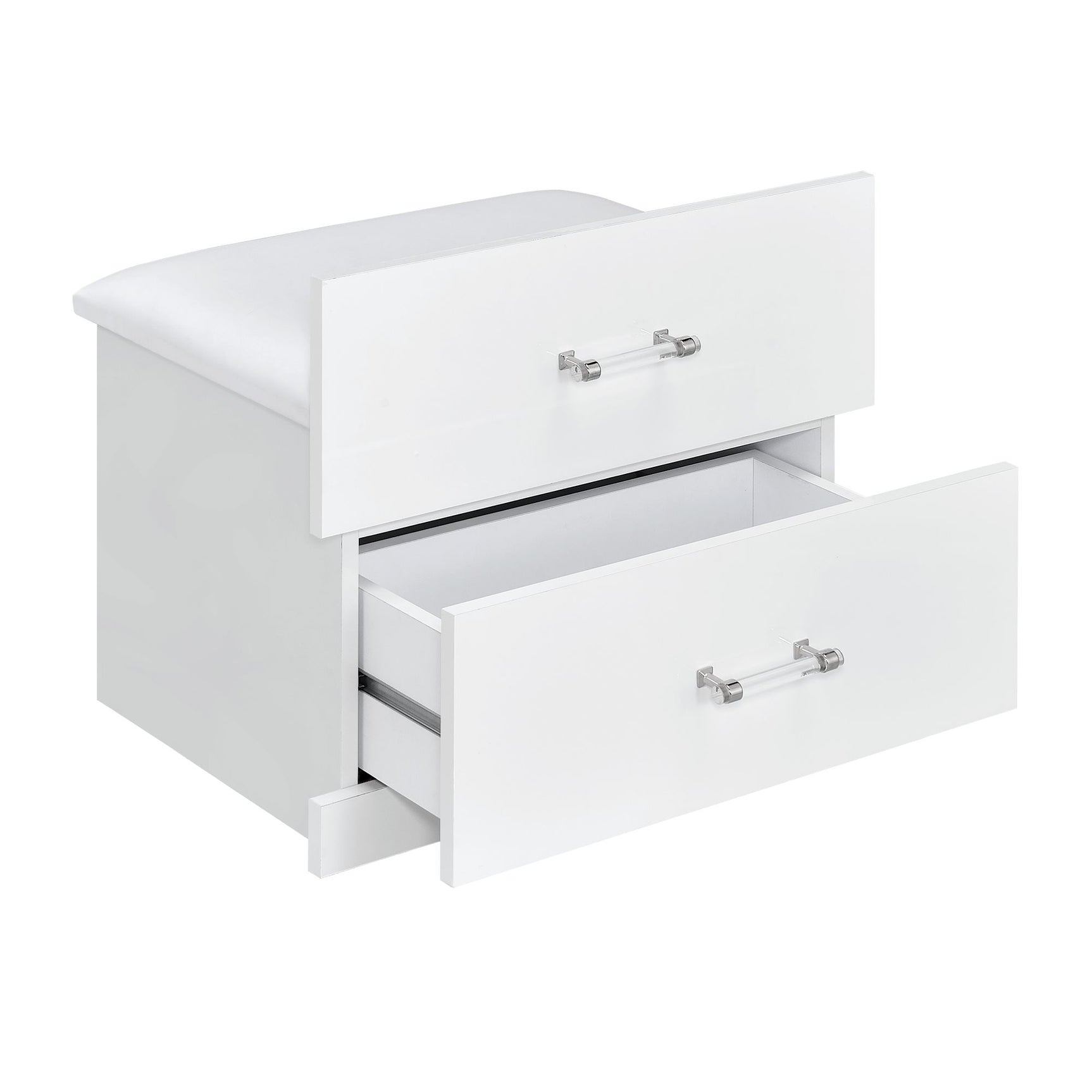 Irvine Mini Dressing Table with Stool, LED and USB in Glossy White - Tampa Furniture Outlet