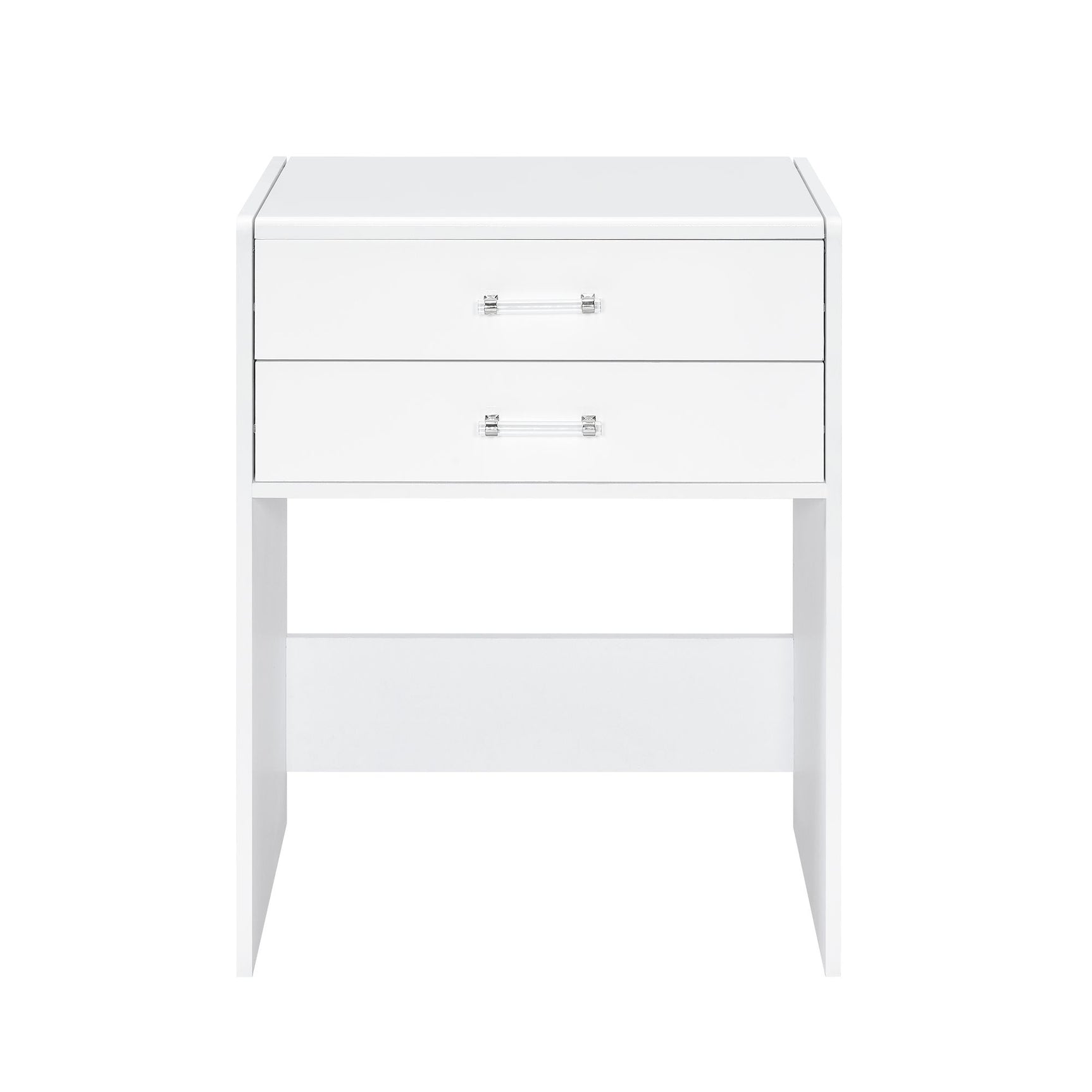 Irvine Mini Dressing Table with Stool, LED and USB in Glossy White - Tampa Furniture Outlet