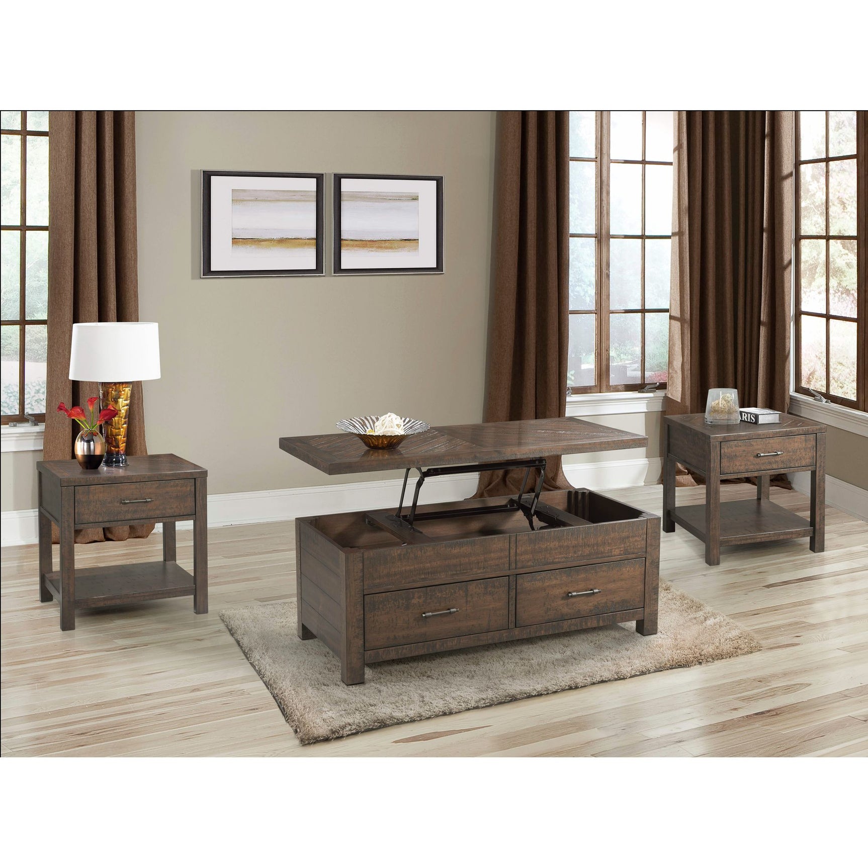 Jax 3PC Occasional Table Set-Lift Top Coffee & Two End Tables - Tampa Furniture Outlet