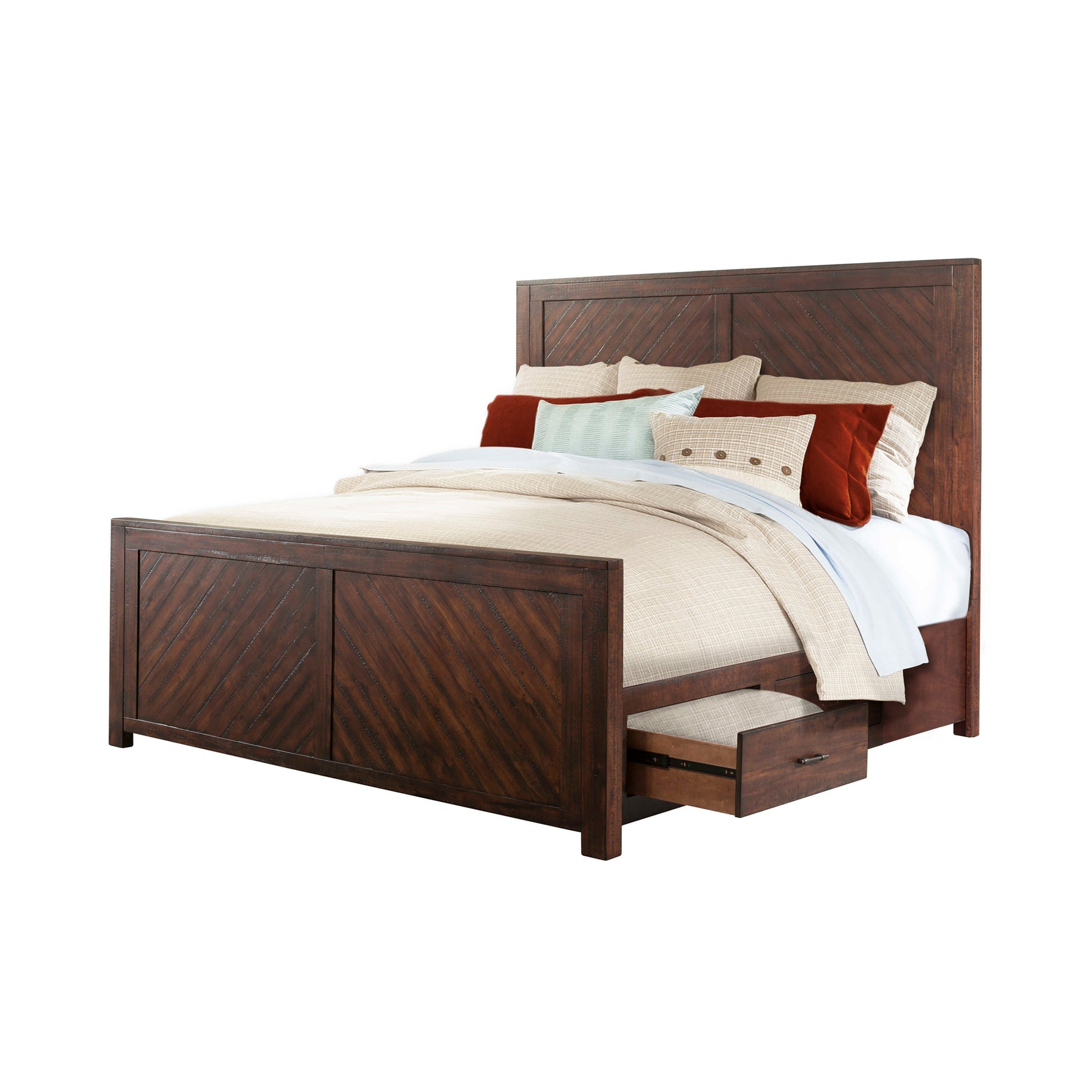 Jax King Platform Storage Bed in Cherry