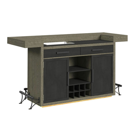 Jemma Bar Table with Light in Grey and Dark Espresso - Tampa Furniture Outlet