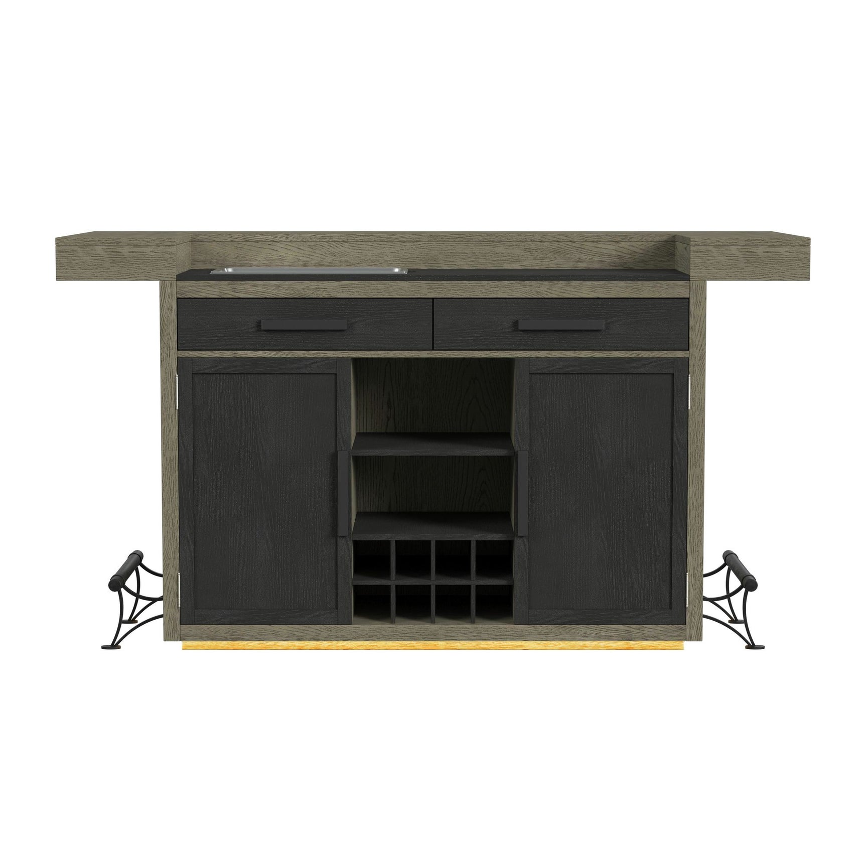 Jemma Bar Table with Light in Grey and Dark Espresso - Tampa Furniture Outlet