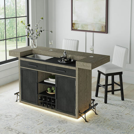Jemma Bar Table with Light in Grey and Dark Espresso – SKU DA-7570-5-BT | Elements