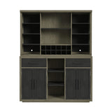 Jemma Buffet and Hutch with Light in Grey and Dark Espresso