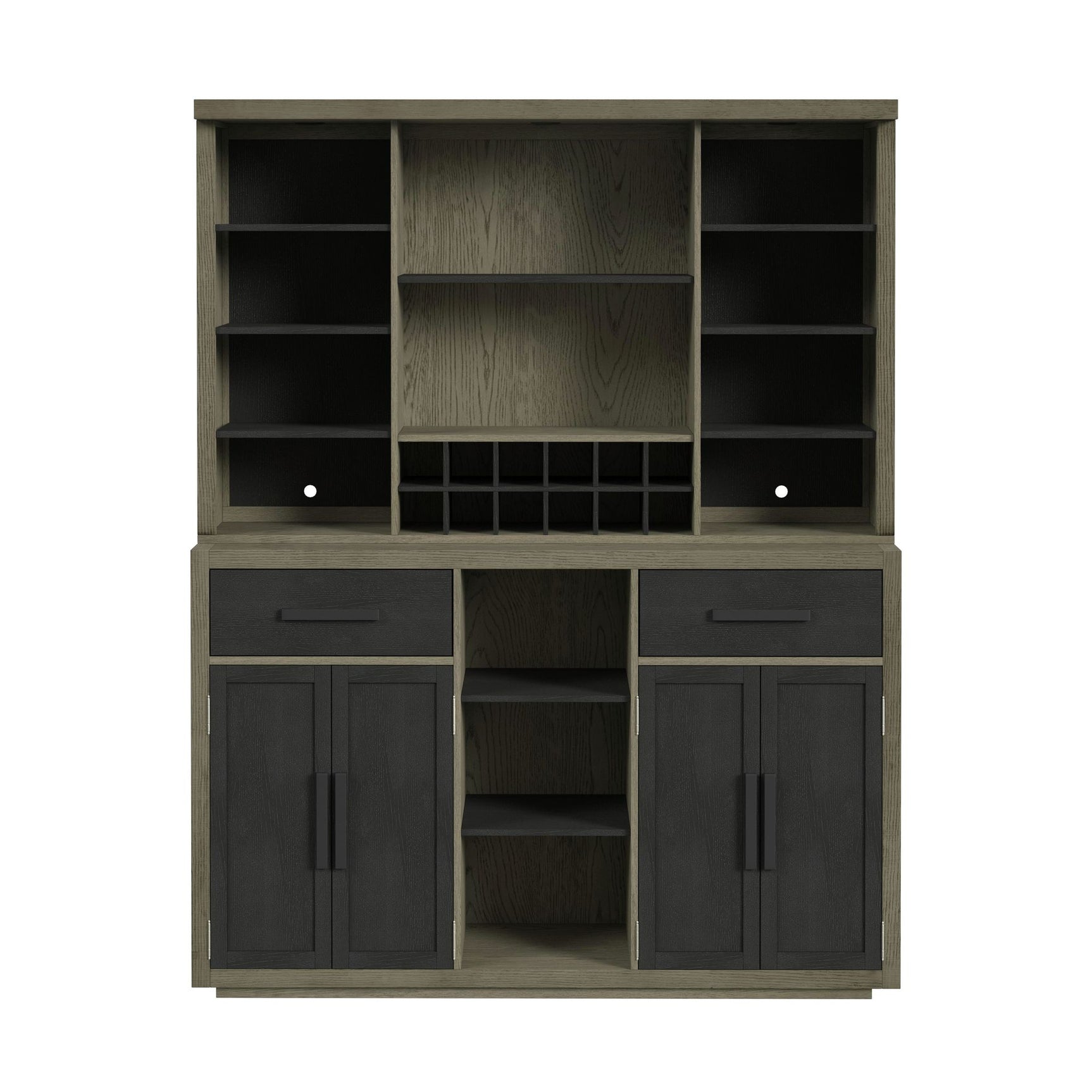 Jemma Buffet and Hutch with Light in Grey and Dark Espresso