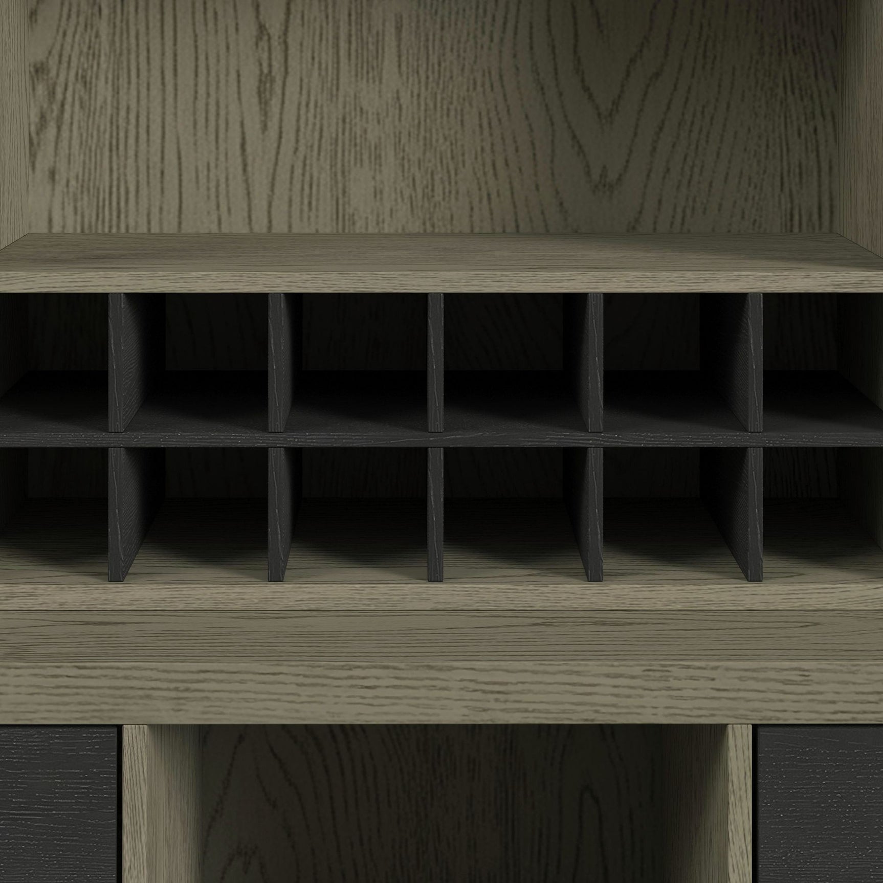 Jemma Buffet and Hutch with Light in Grey and Dark Espresso
