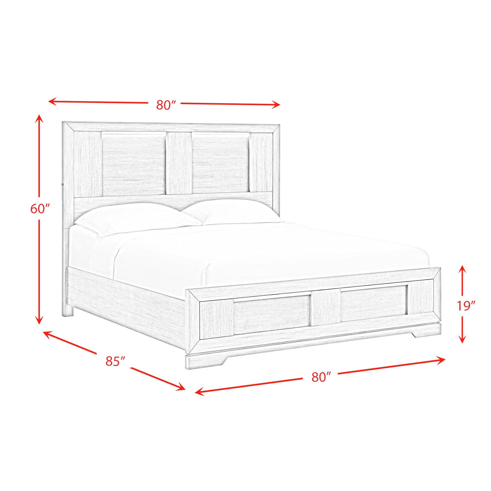 Kelis King Panel Bed with LED in Grey - Tampa Furniture Outlet