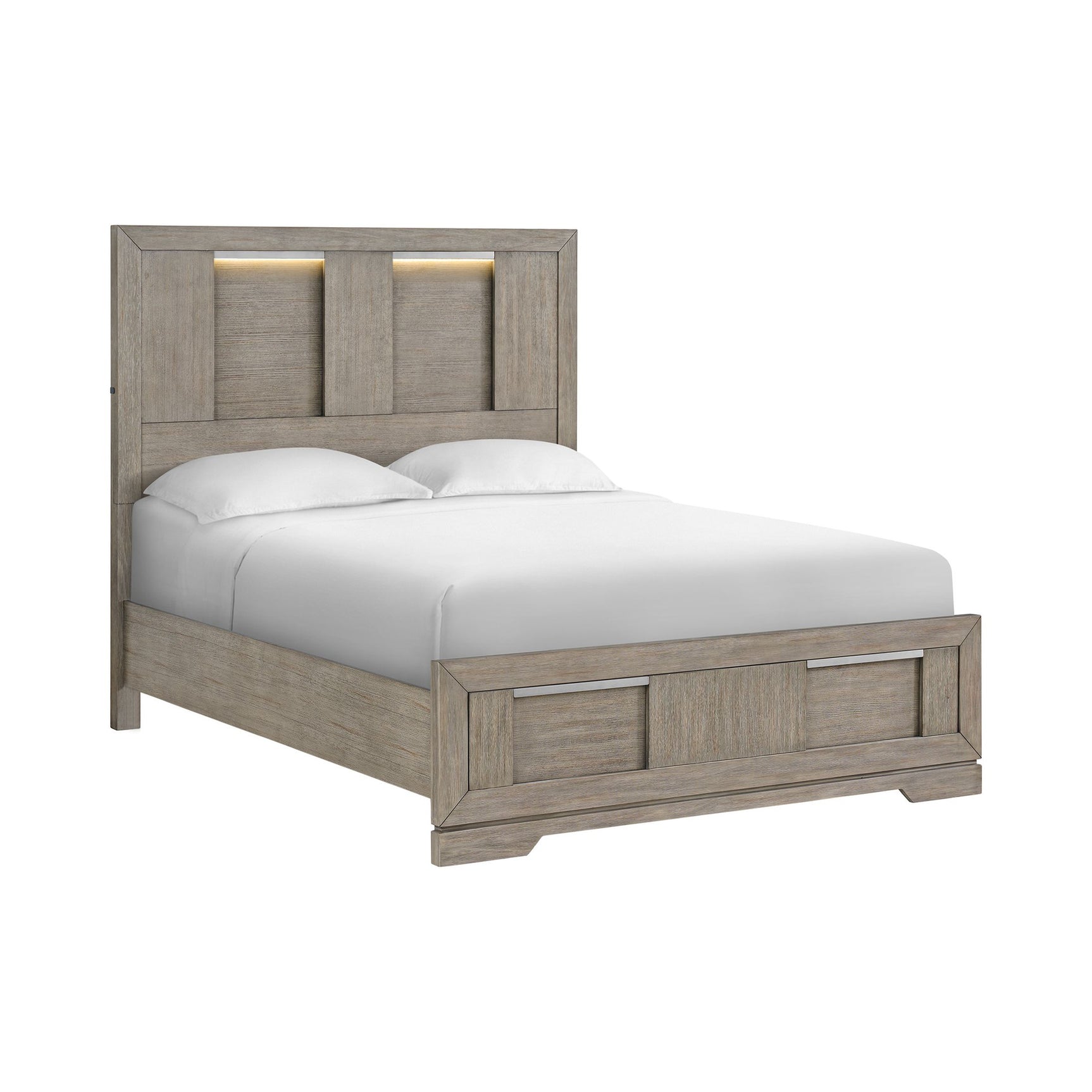 Kelis Queen Panel 4PC Bedroom Set with LED in Grey