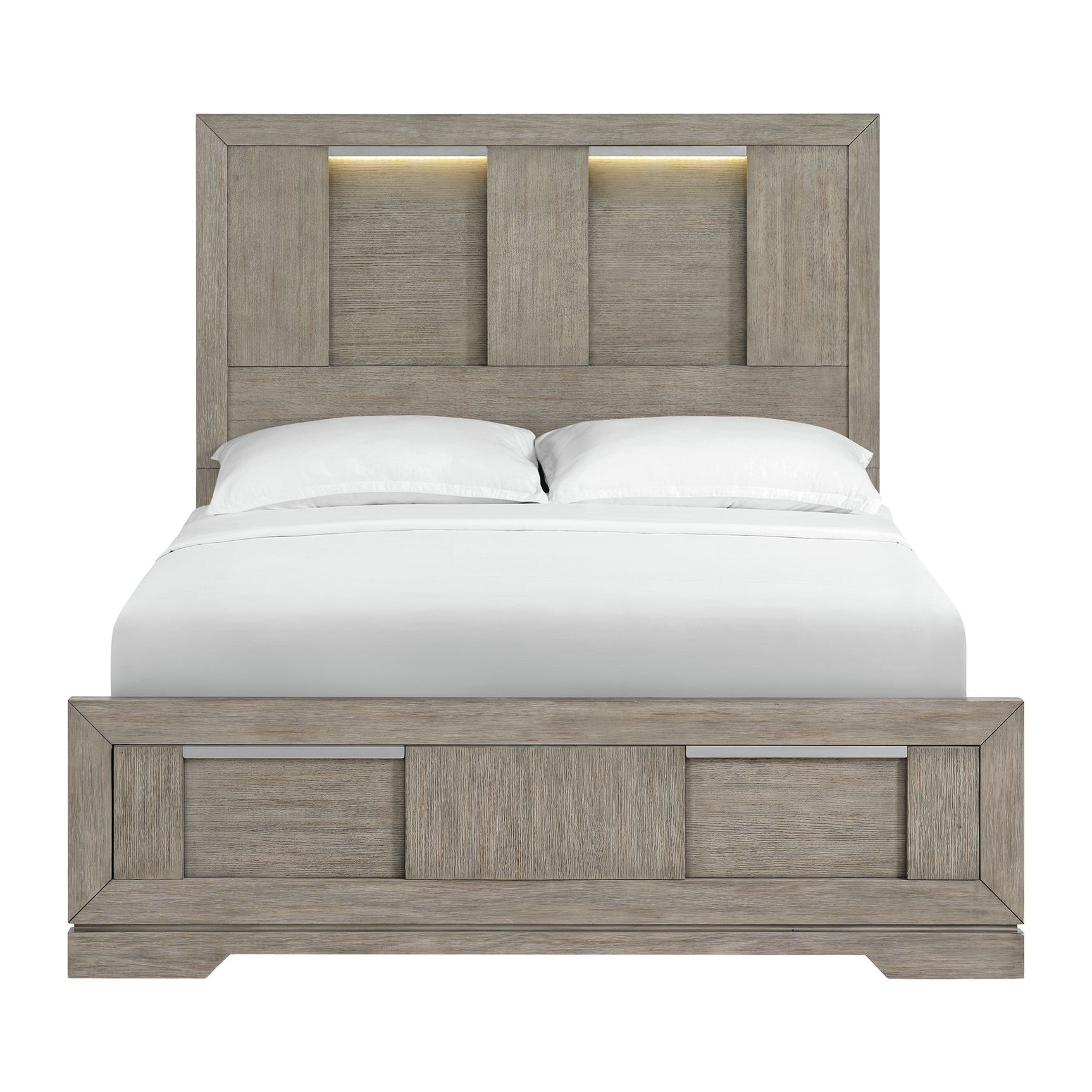 Kelis Queen Panel Bed with LED in Grey - Tampa Furniture Outlet