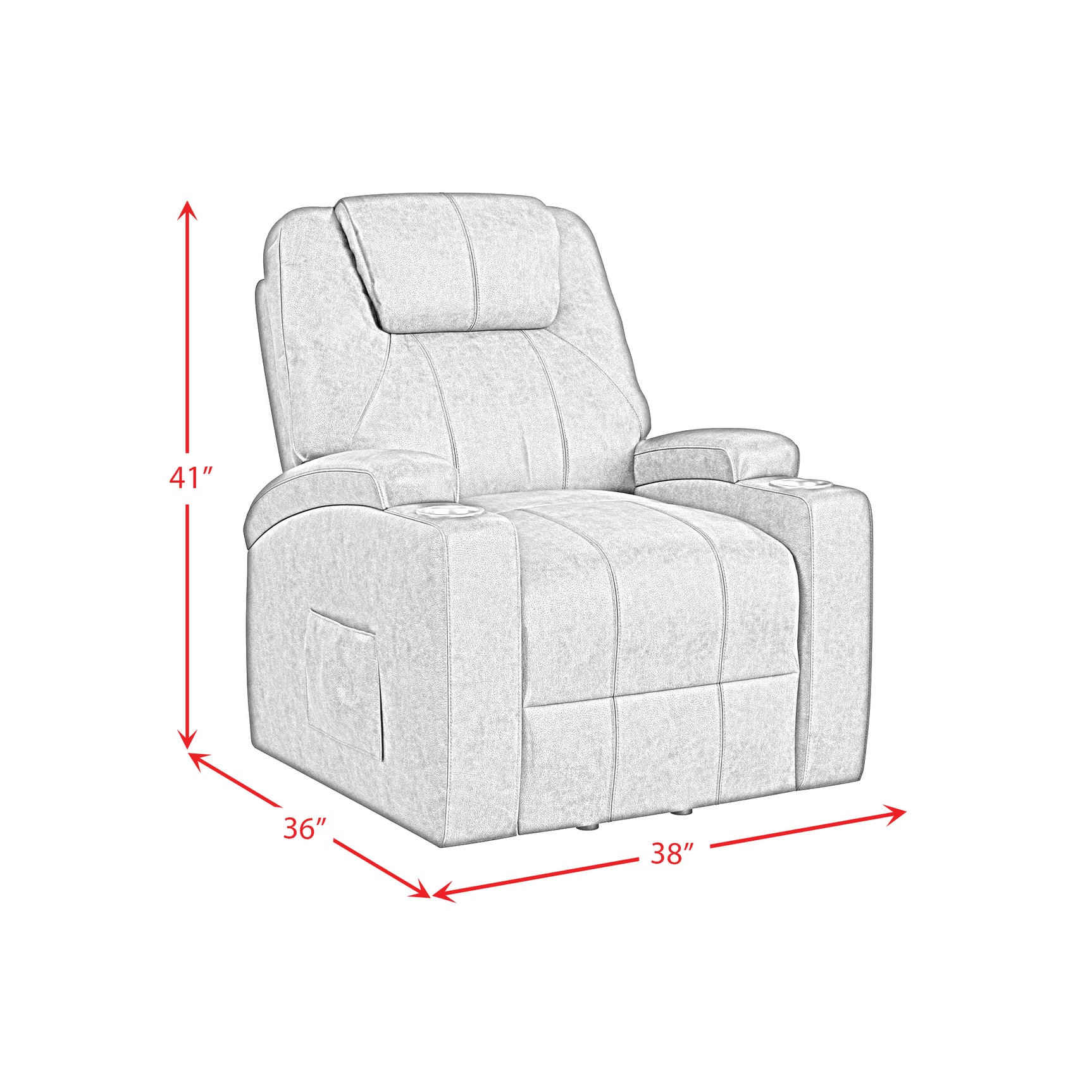 Kenmore P1 Lift Chair with Heat Massage in Simba DK Grey - Tampa Furniture Outlet