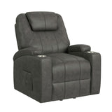 Kenmore P1 Lift Chair with Heat Massage in Simba DK Grey - Tampa Furniture Outlet