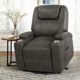 Kenmore P1 Lift Chair with Heat Massage in Simba DK Grey - Tampa Furniture Outlet