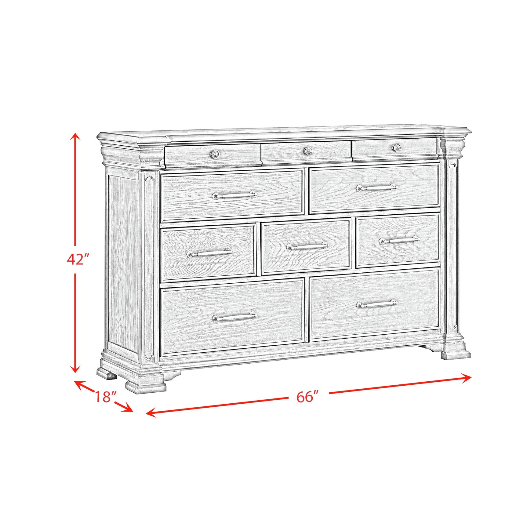Kings Court 10-Drawer Dresser in Black
