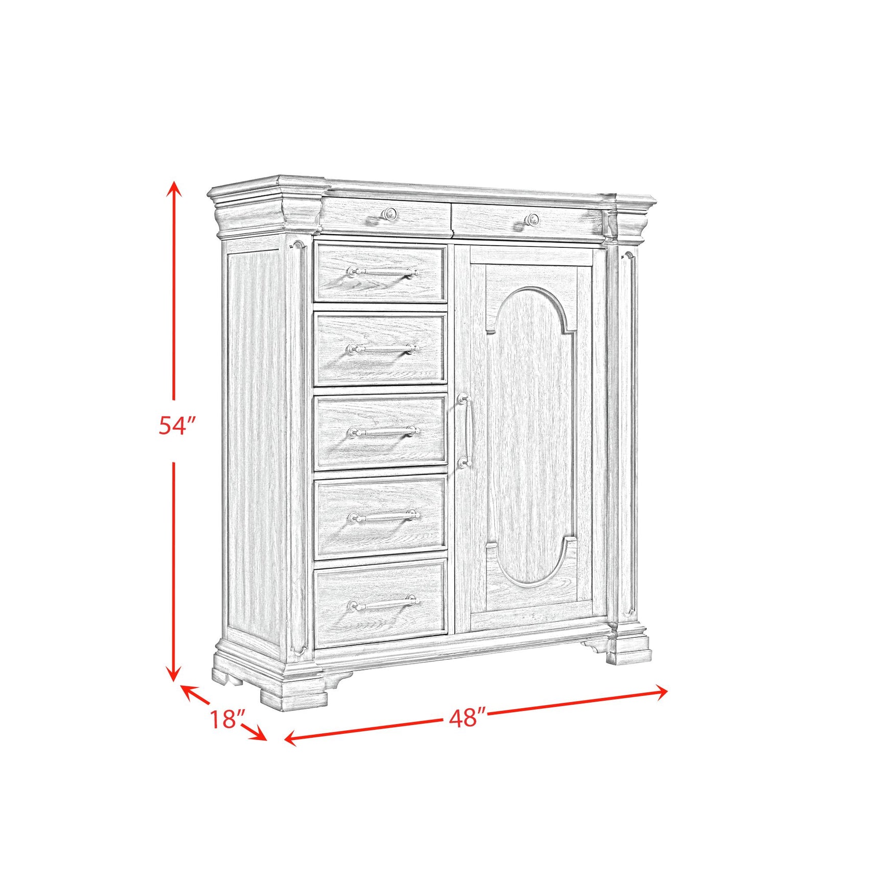 Kings Court 1 Door and 7-Drawer Chest in Black
