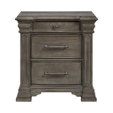 Kings Court 3-Drawer Nightstand (Sliding Top) in Grey