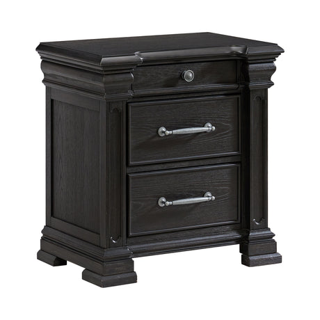 Kings Court 3-Drawer Nightstand (Sliding Top) in Black