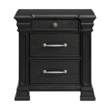 Kings Court 3-Drawer Nightstand (Sliding Top) in Black - Tampa Furniture Outlet