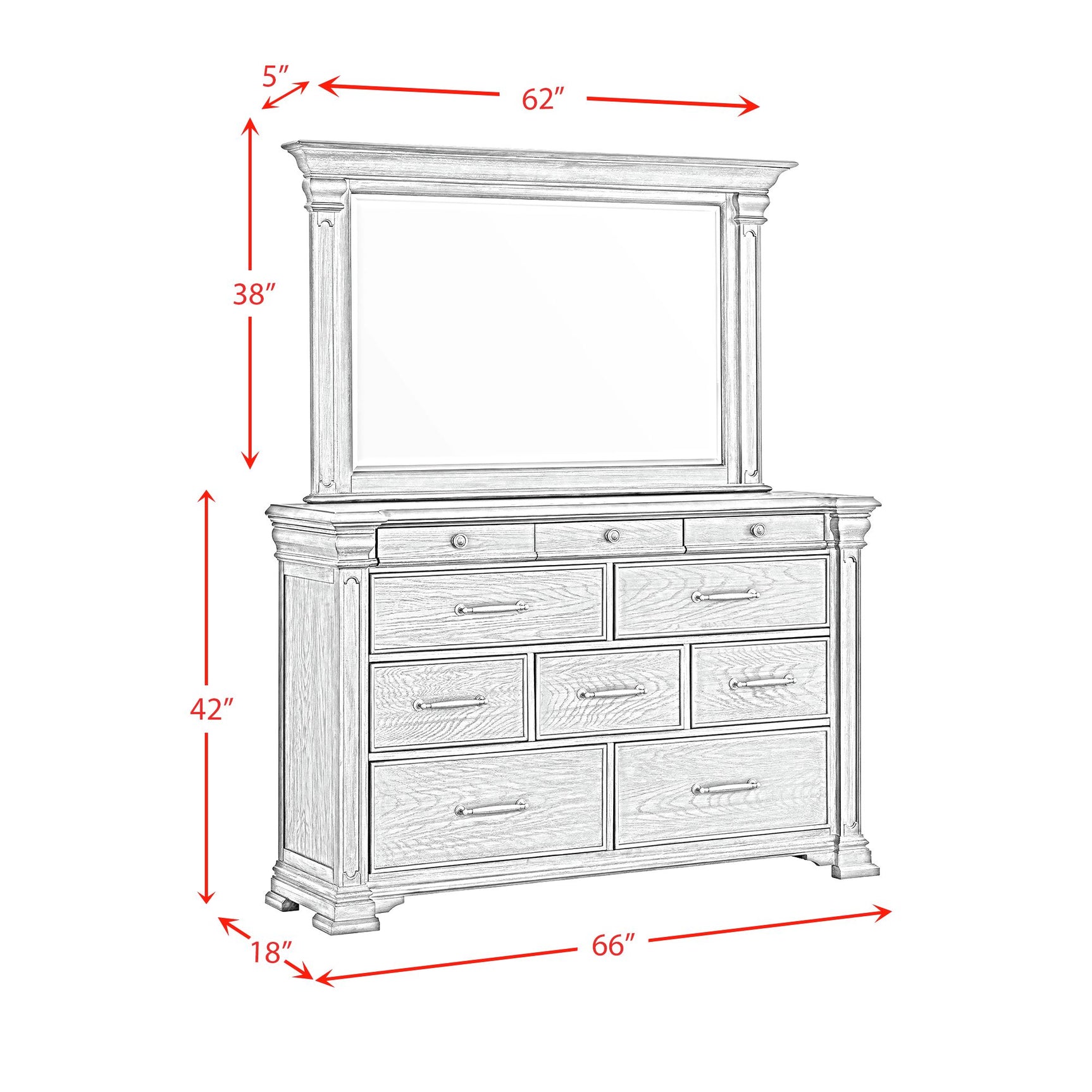 Kings Court Dresser & Mirror in Black