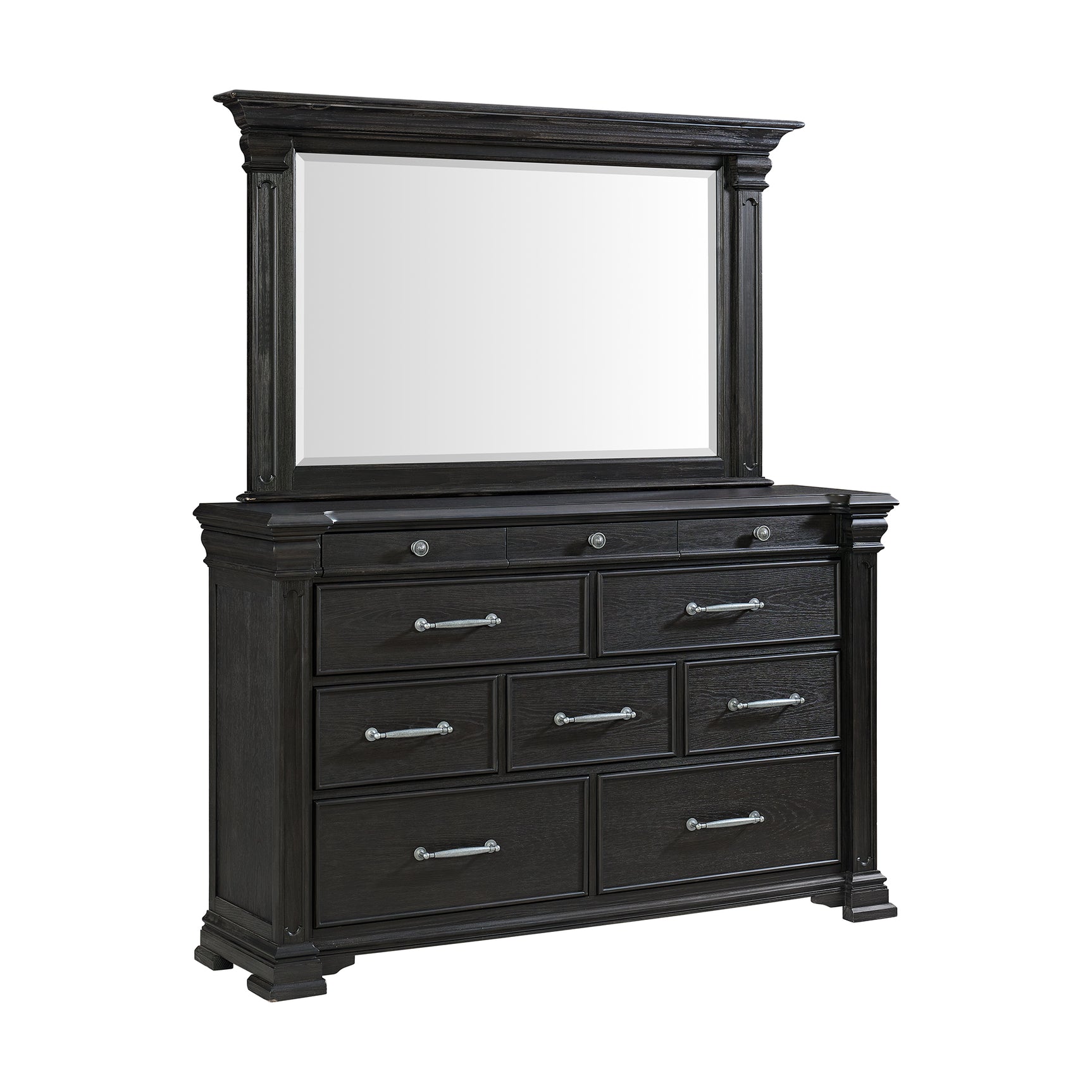 Kings Court Dresser & Mirror in Black - Tampa Furniture Outlet