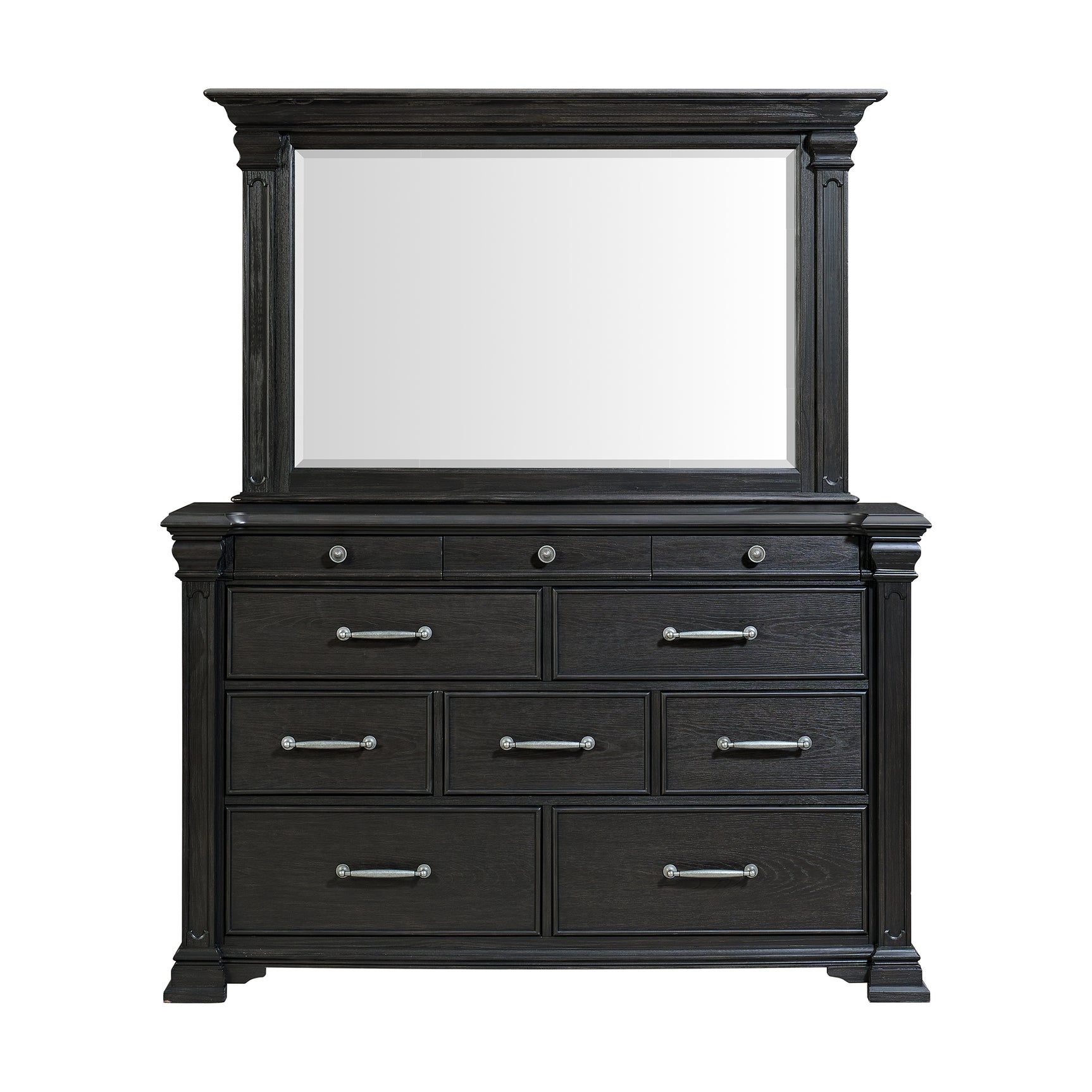 Kings Court Dresser & Mirror in Black - Tampa Furniture Outlet