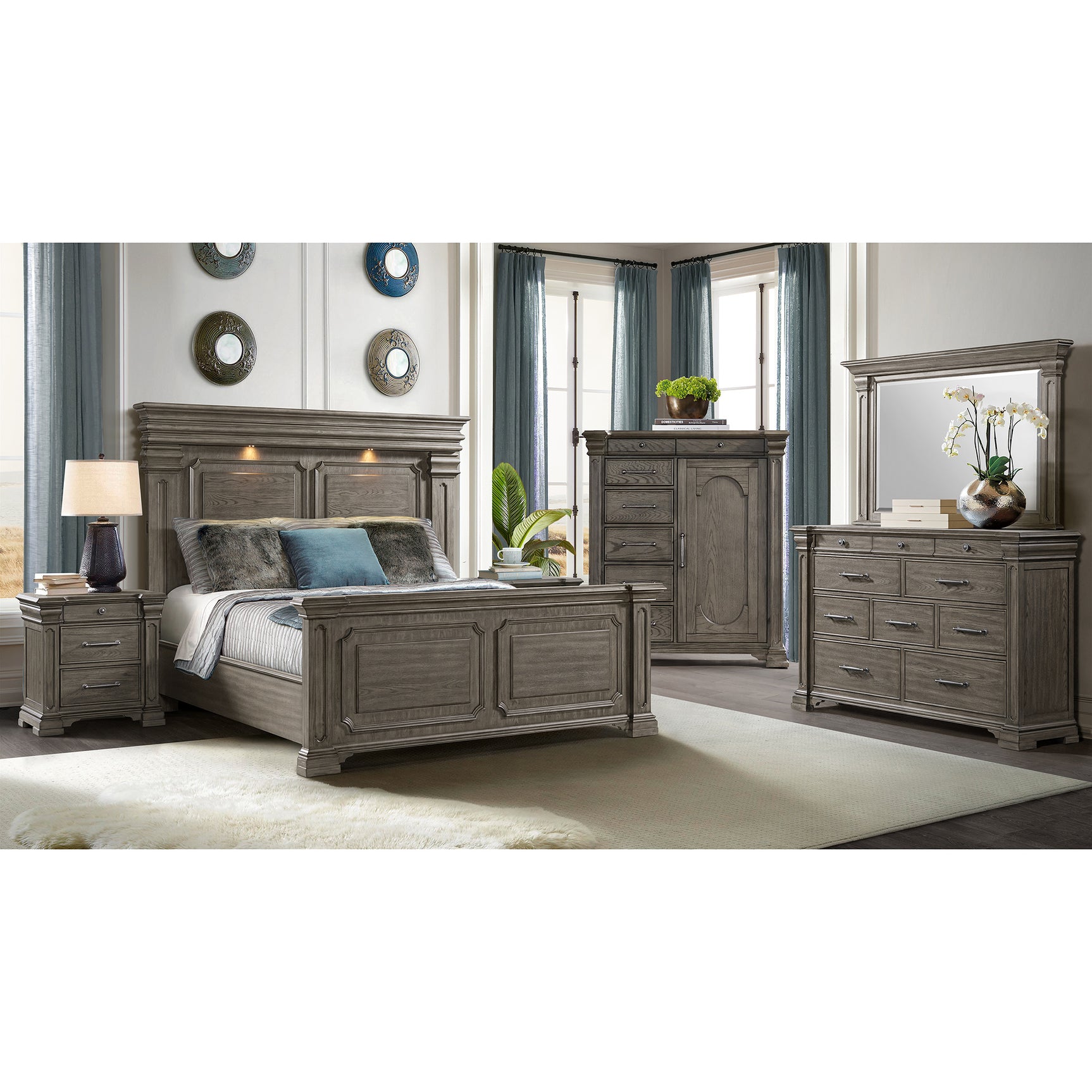 Kings Court 1 Door and 7-Drawer Chest in Grey – SKU B.10315.DCH | Elements