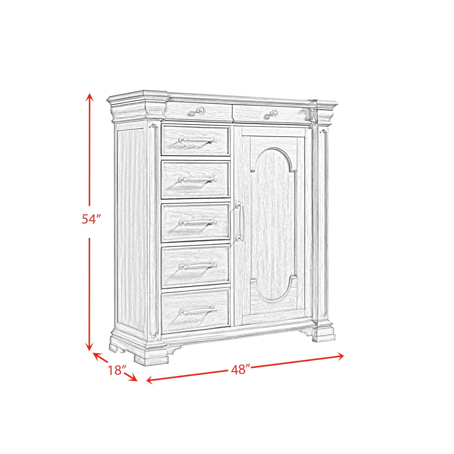 Kings Court 1 Door and 7-Drawer Chest in Grey - Tampa Furniture Outlet
