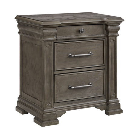 Kings Court 3-Drawer Nightstand (Sliding Top) in Grey - Tampa Furniture Outlet