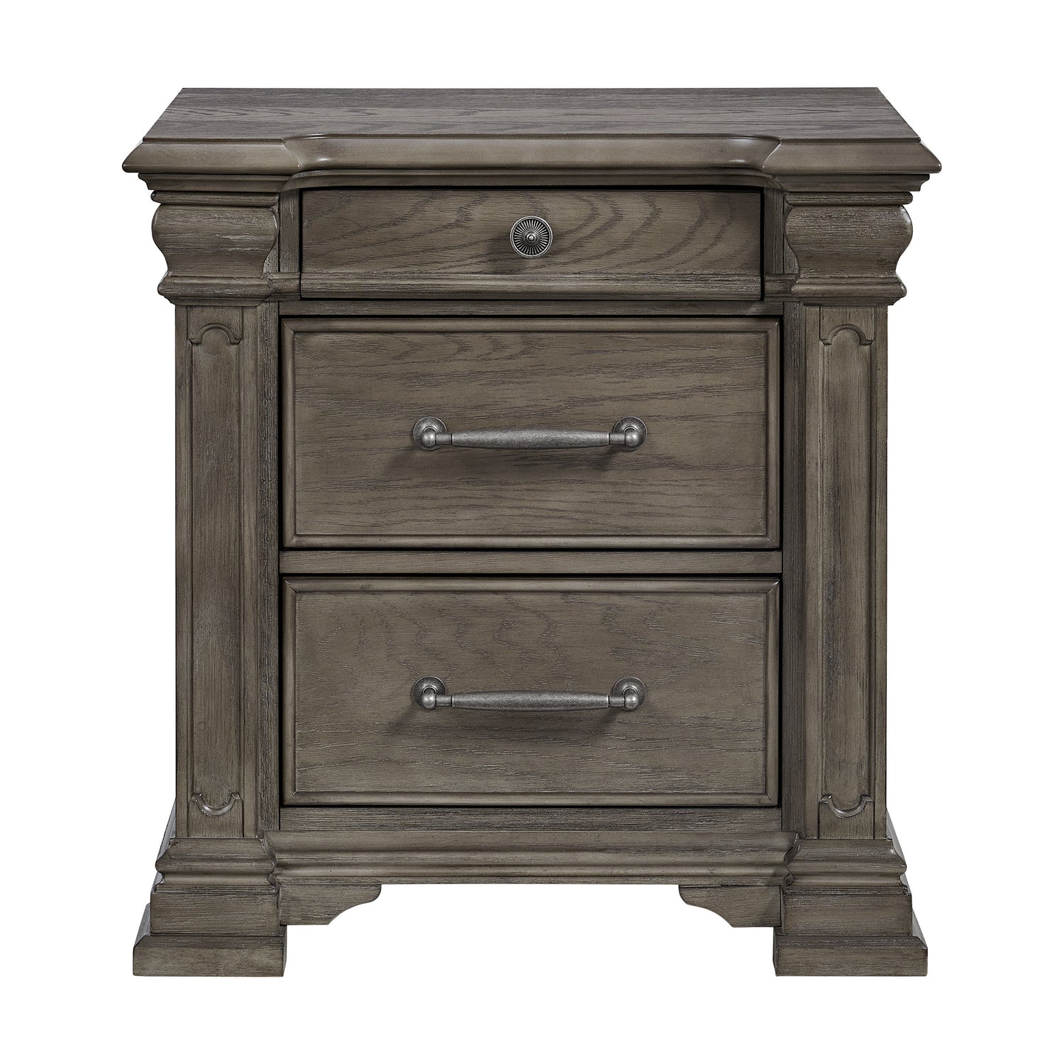 Kings Court 3-Drawer Nightstand (Sliding Top) in Grey - Tampa Furniture Outlet