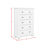 Kona 5-Drawer Chest in White - Tampa Furniture Outlet