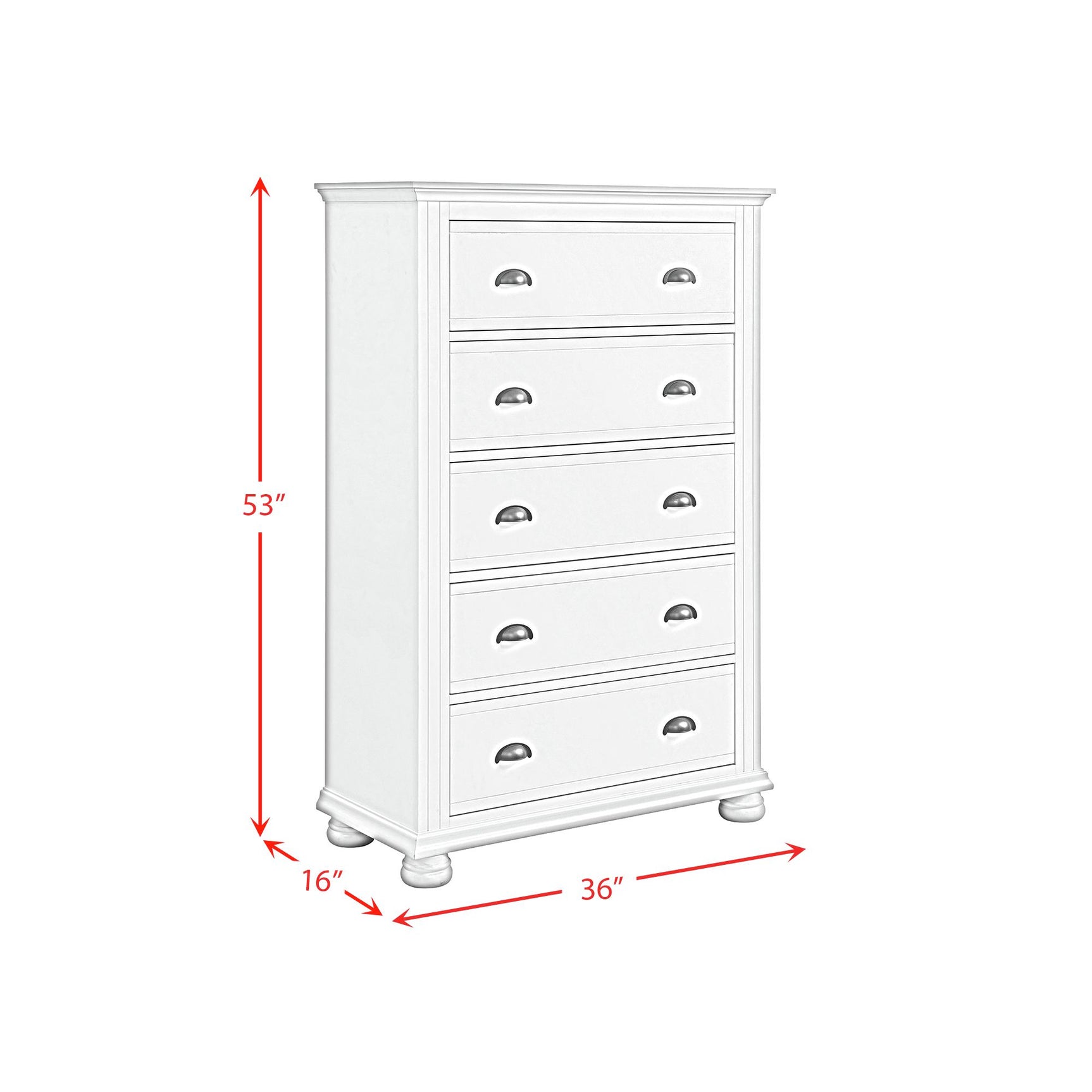 Kona 5-Drawer Chest in White - Tampa Furniture Outlet