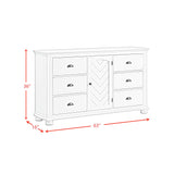Kona 6-Drawer Dresser in White