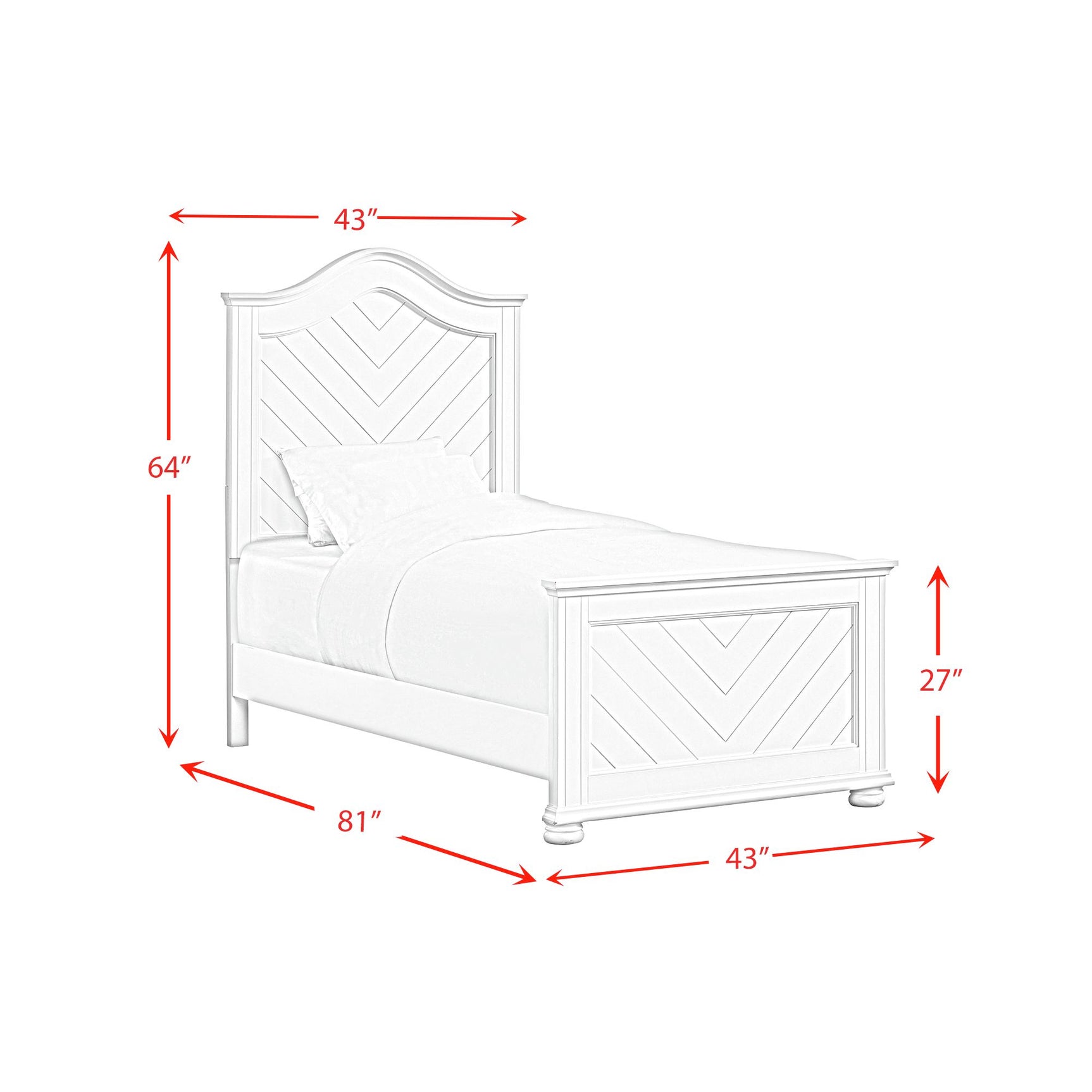 Kona Twin Panel Bed in White - Tampa Furniture Outlet