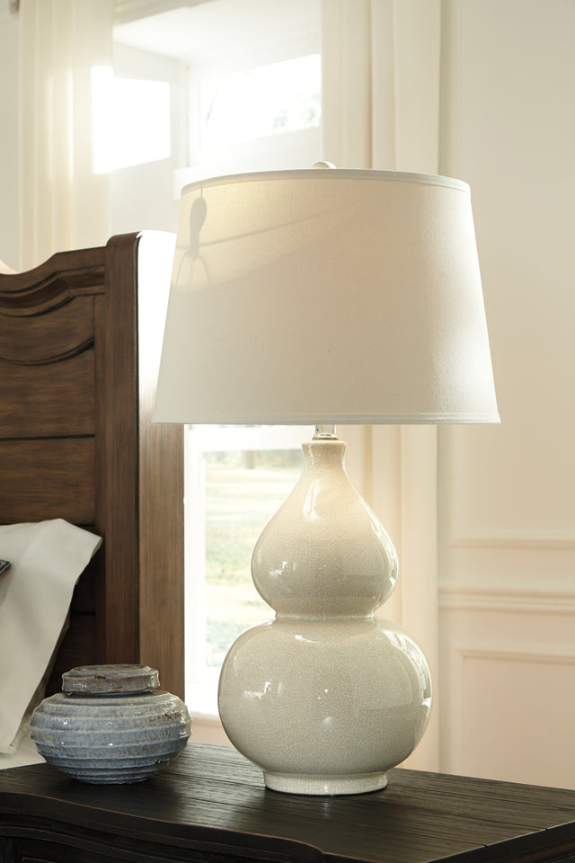 Tampa Furniture Outlet - Ashley Furniture - Saffi Lighting - Ceramic Table Lamp (1/CN) / Cream - L100074