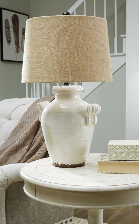 Tampa Furniture Outlet - Ashley Furniture - Emelda Lighting - Ceramic Table Lamp (1/CN) / Cream - L100664