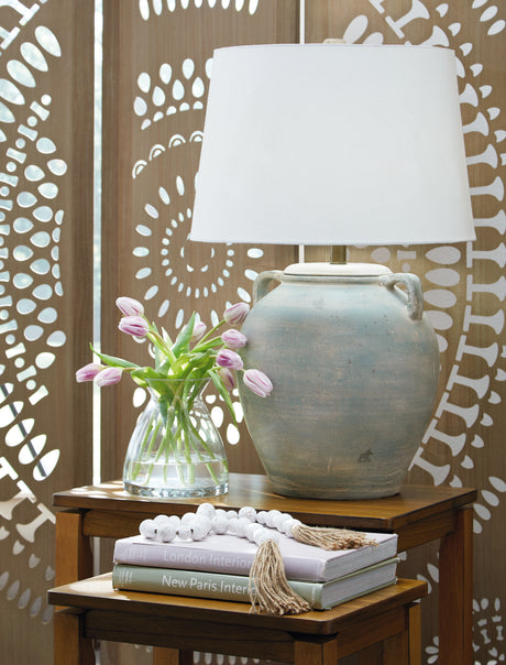 Tampa Furniture Outlet - Ashley Furniture - Shawburg Lighting - 2-Piece Lamp Set / Antique Green - L100814X2