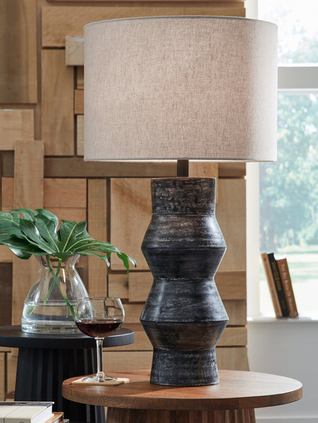 Tampa Furniture Outlet - Ashley Furniture - Kerbert Lighting - 2-Piece Lamp Set / Distressed Black - L100824X2