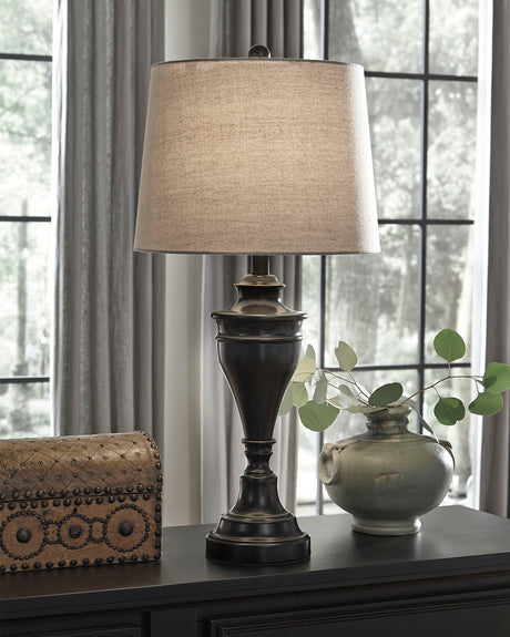 Tampa Furniture Outlet - Ashley Furniture - Darlita Lighting - Metal Table Lamp (Set of 2) / Bronze Finish - L204024