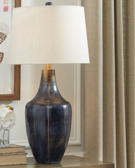 Tampa Furniture Outlet - Ashley Furniture - Evania Lighting - Table Lamp (Set of 2) / Indigo - L207344X2
