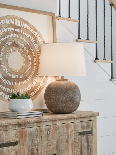 Tampa Furniture Outlet - Ashley Furniture - Neavesboro Lighting - 2-Piece Lamp Set / Antique Brown/White - L207484X2