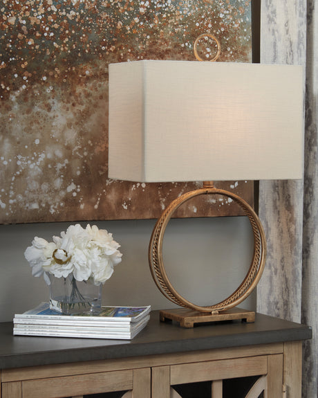 Tampa Furniture Outlet - Ashley Furniture - Mahala Lighting - Table Lamp (Set of 2) / Antique Gold Finish - L208124X2