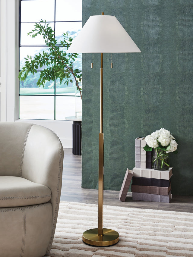 Tampa Furniture Outlet - Ashley Furniture - Haigwood Lighting - Metal Floor Lamp (1/CN) / Gold Finish - L208471