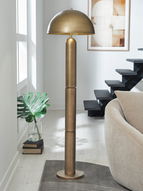 Tampa Furniture Outlet - Ashley Furniture - Wendfield Lighting - Metal Floor Lamp (1/CN) / Antique Gold Finish - L208511