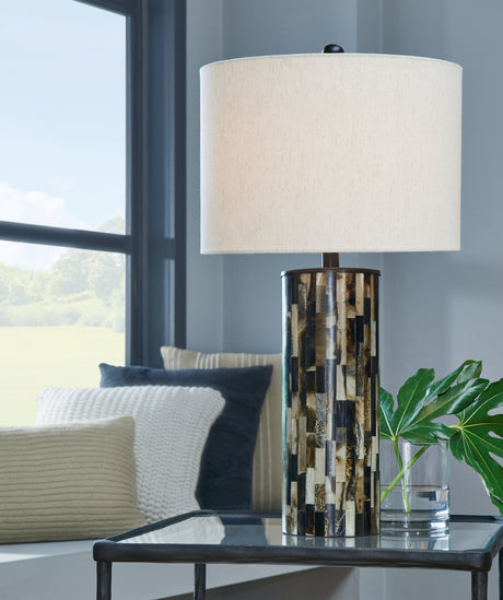 Tampa Furniture Outlet - Ashley Furniture - Ellford Lighting - Table Lamp (Set of 2) / Black/Brown/Cream - L235684X2