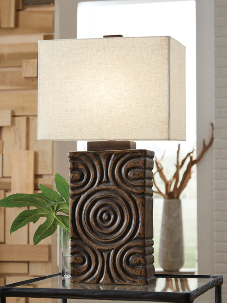 Tampa Furniture Outlet - Ashley Furniture - Heathbury Lighting - Paper Table Lamp (1/CN) / Antique Brown - L235964
