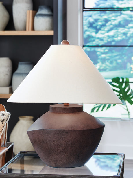 Tampa Furniture Outlet - Ashley Furniture - Honsworth Lighting - Poly Table Lamp (1/CN) / Antique Brown - L235994