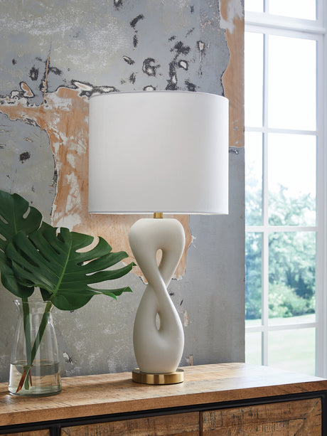 Tampa Furniture Outlet - Ashley Furniture - Judrich Lighting - Poly Table Lamp (1/CN) / White/Gold Finish - L236024
