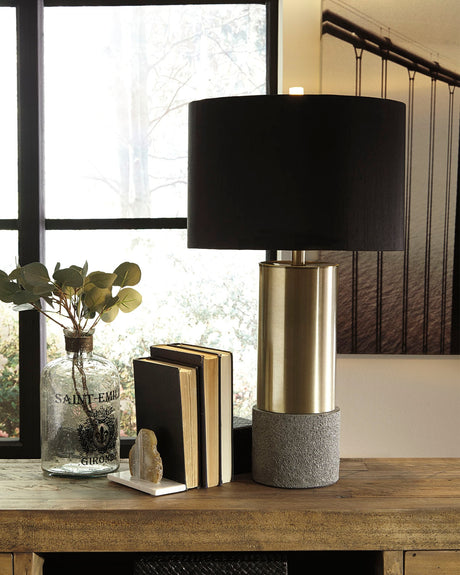 Tampa Furniture Outlet - Ashley Furniture - Jacek Lighting - Metal Table Lamp (Set of 2) / Gray/Brass Finish - L243164