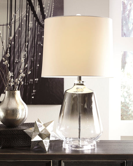 Tampa Furniture Outlet - Ashley Furniture - Jaslyn Lighting - Glass Table Lamp (1/CN) / Silver Finish - L430414