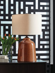 Tampa Furniture Outlet - Ashley Furniture - Aaleahya Lighting - Glass Table Lamp (1/CN) / Rust - L430904